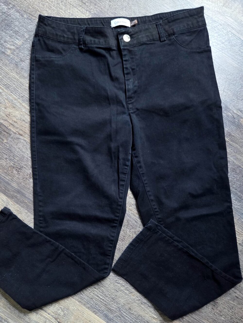 Calvin Klein Black Pants Straight Leg Hi Waist Sz 8